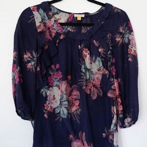 Anthropologie Leifsdottir Silk Floral Blouse